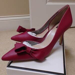 WHBM Ella High Heels with Bow Detail - Empress Red - Size 8